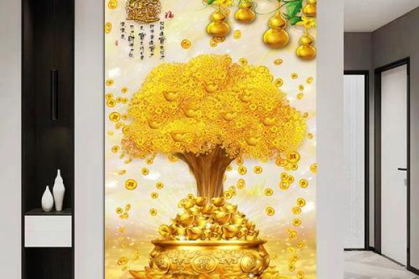 发财树的画挂在家里的哪个位置好 发财树壁画挂客厅哪个方位