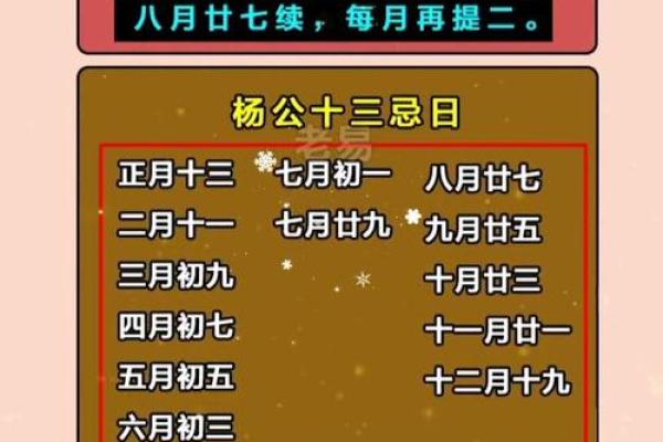杨公忌日2025年是哪几天 2020年杨公忌日是哪几天 共有13天