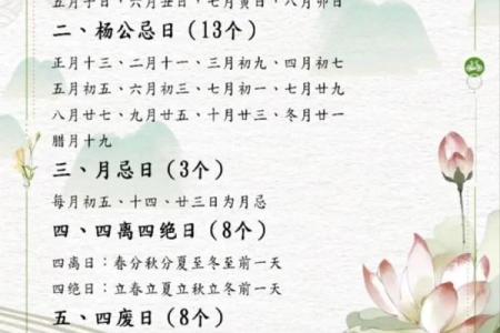 每月杨公忌日一览表 每月的杨公忌日推算
