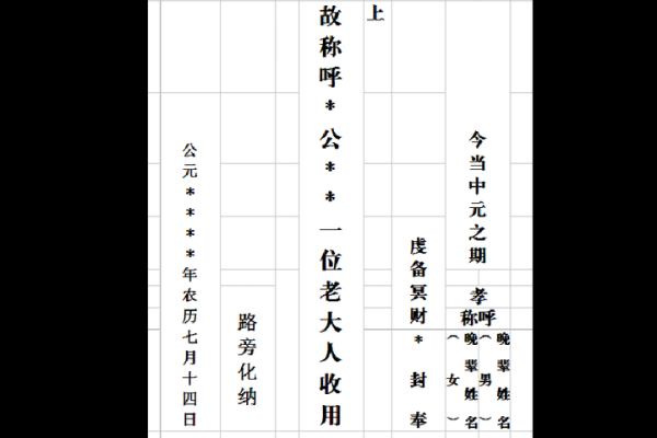 七月半烧包称呼怎么写才正确？完整格式与称谓指南