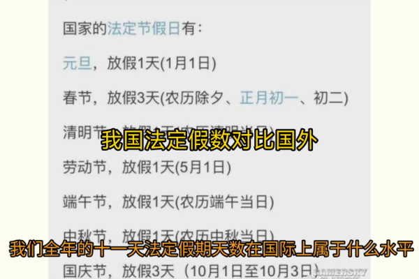 全年十一天带薪休假是哪几天 全年11天法定假日